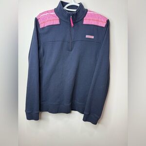 Vineyard Vines women  Zip-Up Sweater in Navy and Pink XL